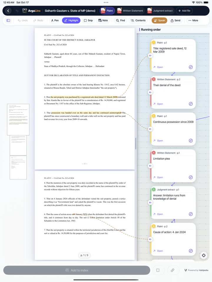 The ArguLinx reader on iPad in light mode