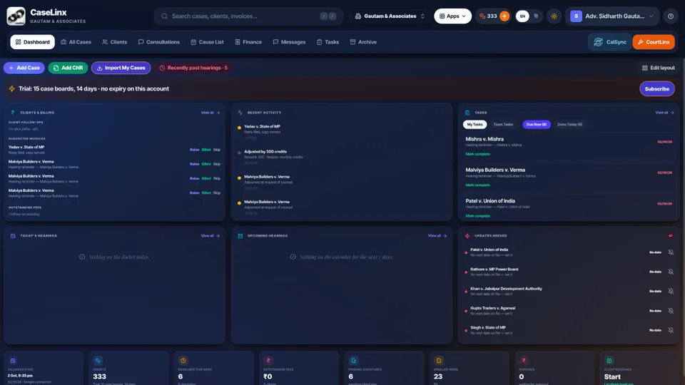 CaseLinx on a computer